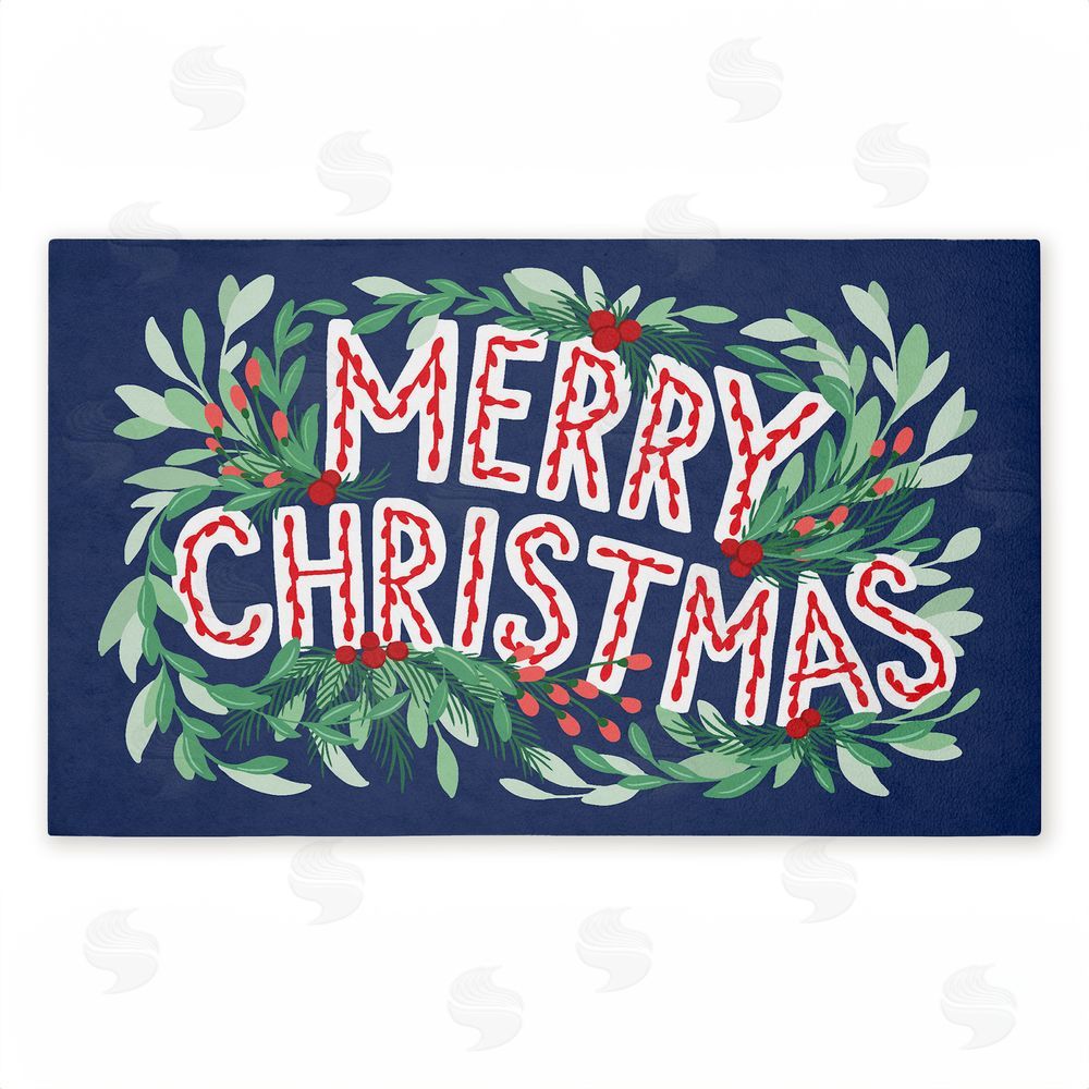 Heather McLaughlin Merry Christmas & Greenery Unwoven Outdoor Door Mat