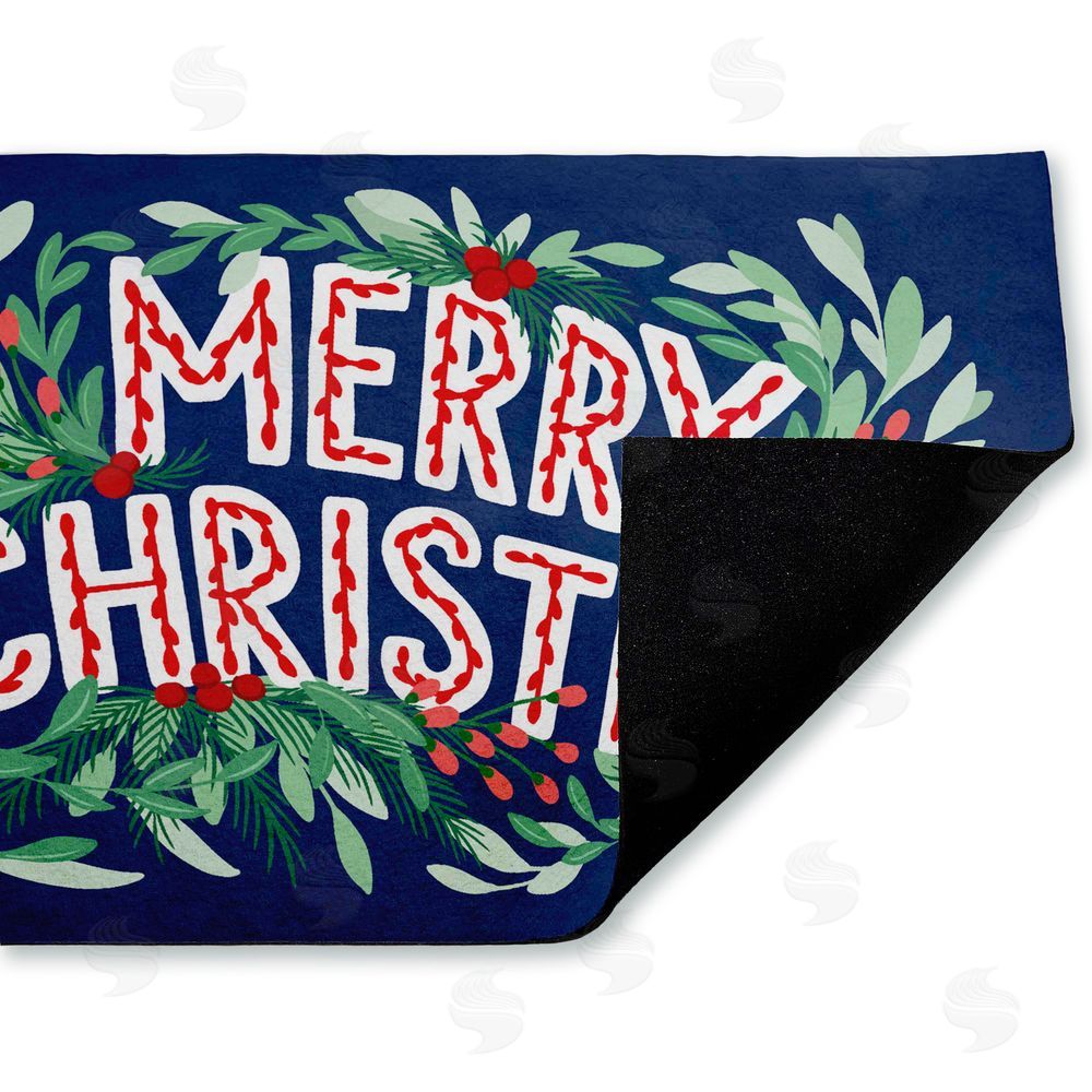 Heather McLaughlin Merry Christmas & Greenery Unwoven Outdoor Door Mat