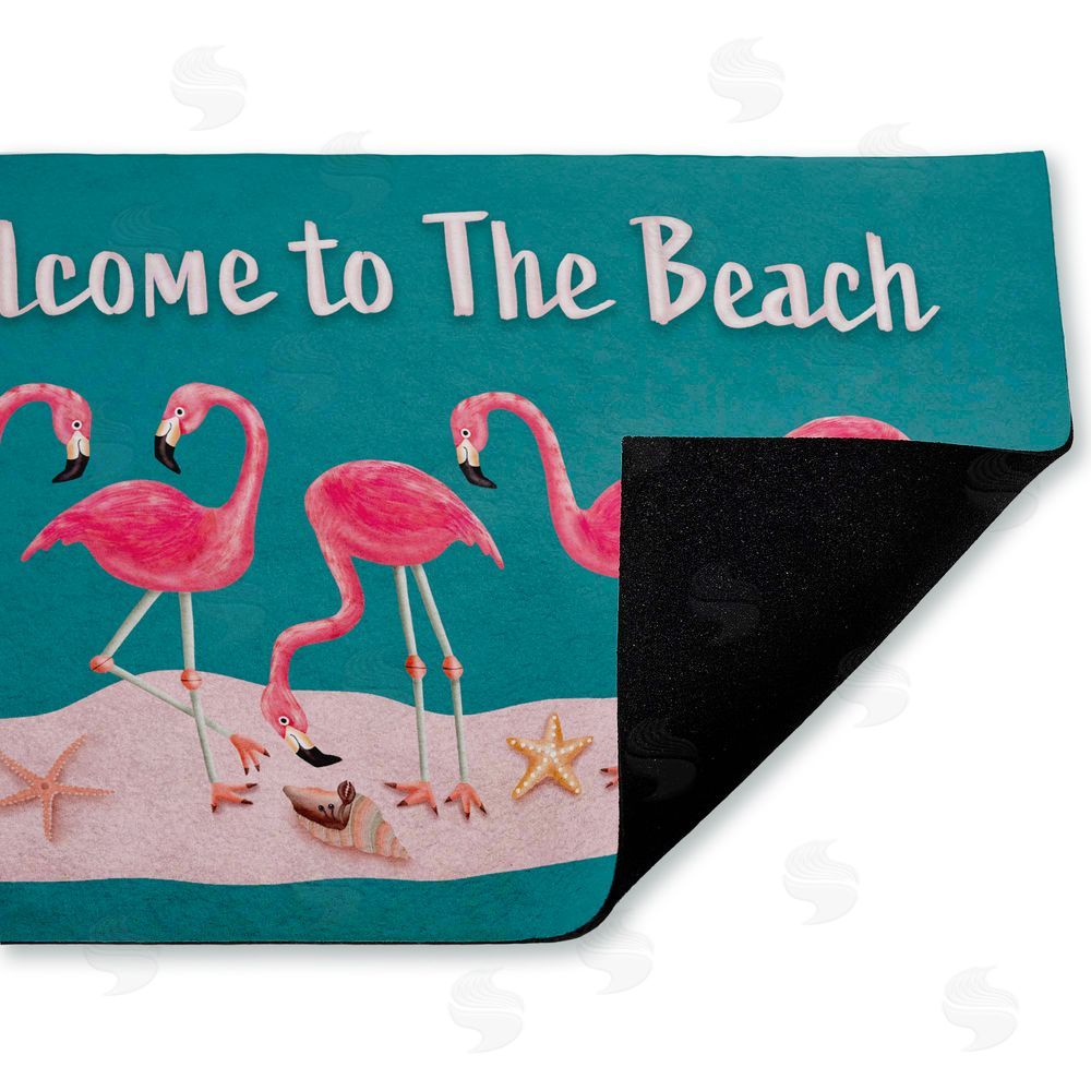 Darlene Seale Flamingo Beach Greetings Unwoven Outdoor Door Mat