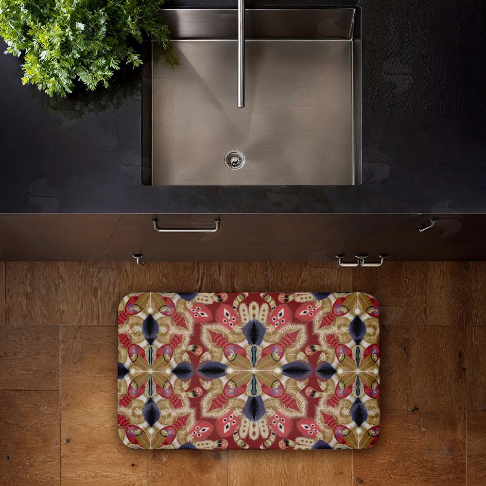 Darlene Seale Feather Kaleidoscope Fractal Kitchen Floor Mat