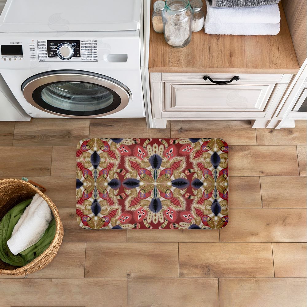 Darlene Seale Feather Kaleidoscope Fractal Kitchen Floor Mat