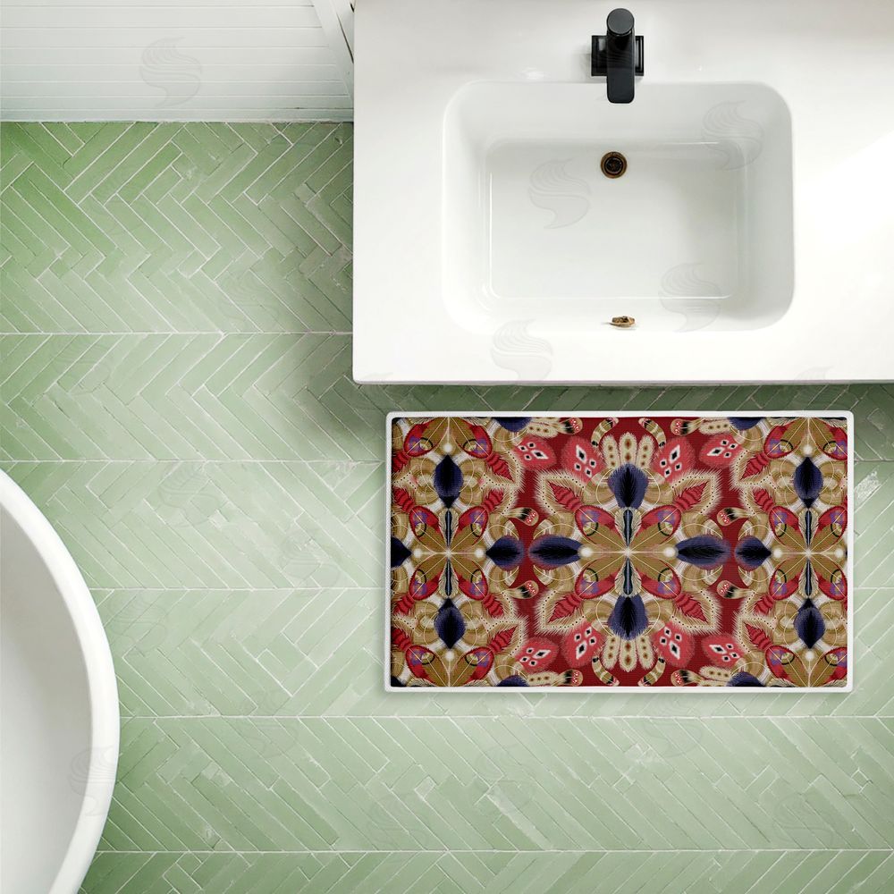 Darlene Seale Feather Kaleidoscope Fractal Plush Bathroom Floor Mat