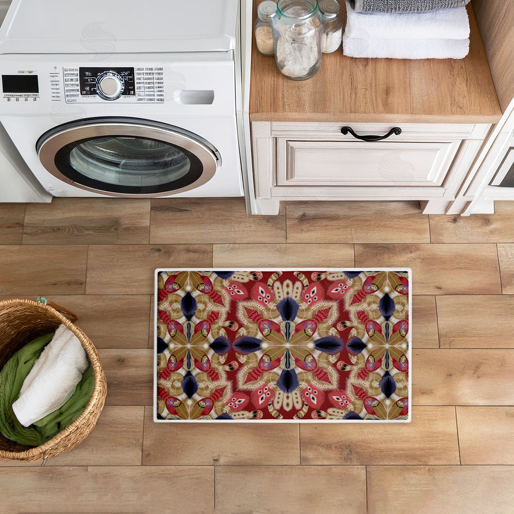 Darlene Seale Feather Kaleidoscope Fractal Plush Bathroom Floor Mat