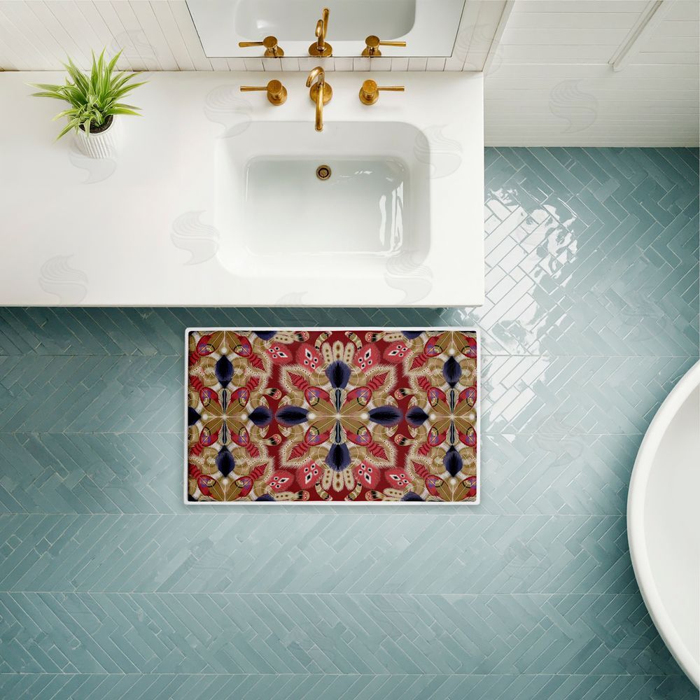 Darlene Seale Feather Kaleidoscope Fractal Plush Bathroom Floor Mat