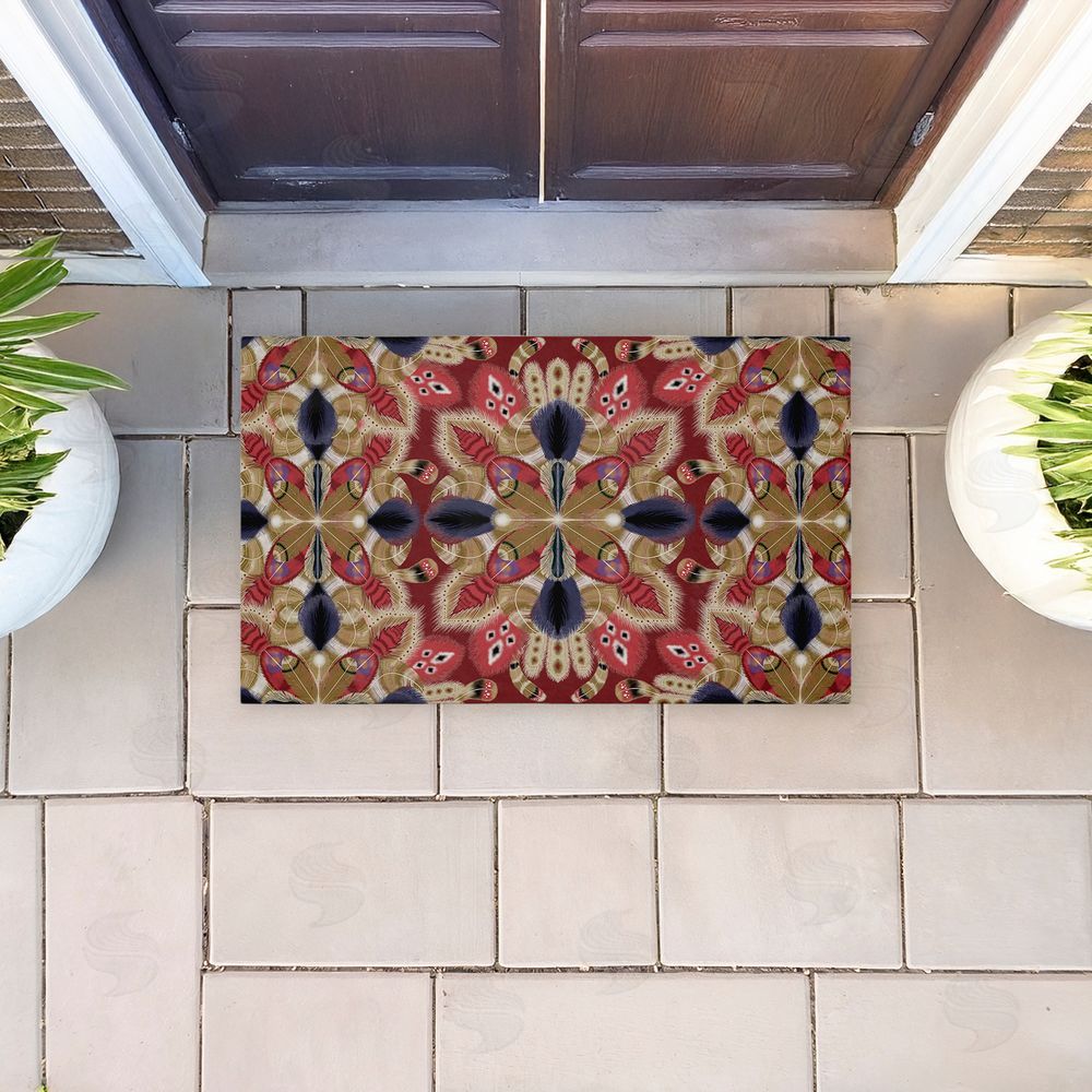 Darlene Seale Feather Kaleidoscope Fractal Unwoven Outdoor Door Mat