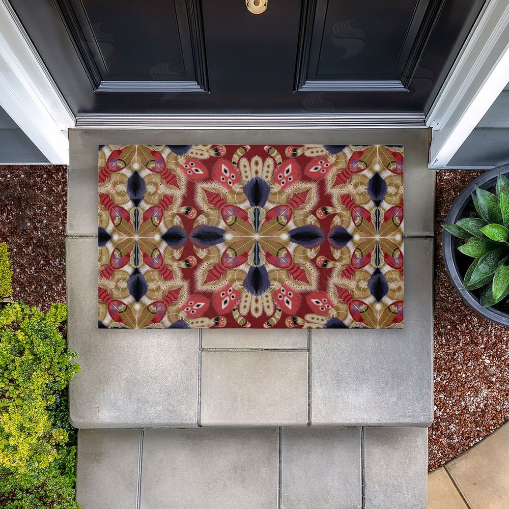 Darlene Seale Feather Kaleidoscope Fractal Unwoven Outdoor Door Mat