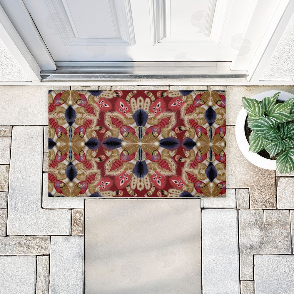 Darlene Seale Feather Kaleidoscope Fractal Unwoven Outdoor Door Mat