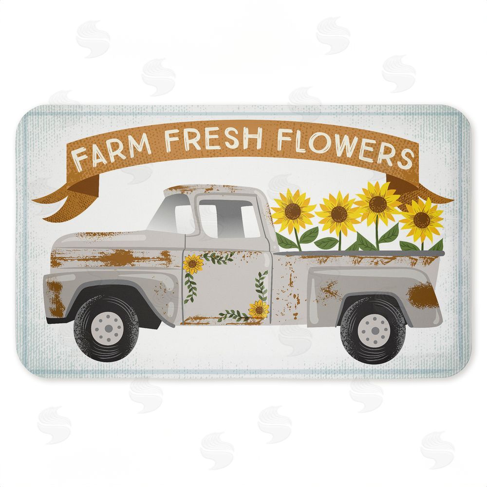 Arrolynn Weiderhold Autumn Farm Flowers Truck Kitchen Floor Mat