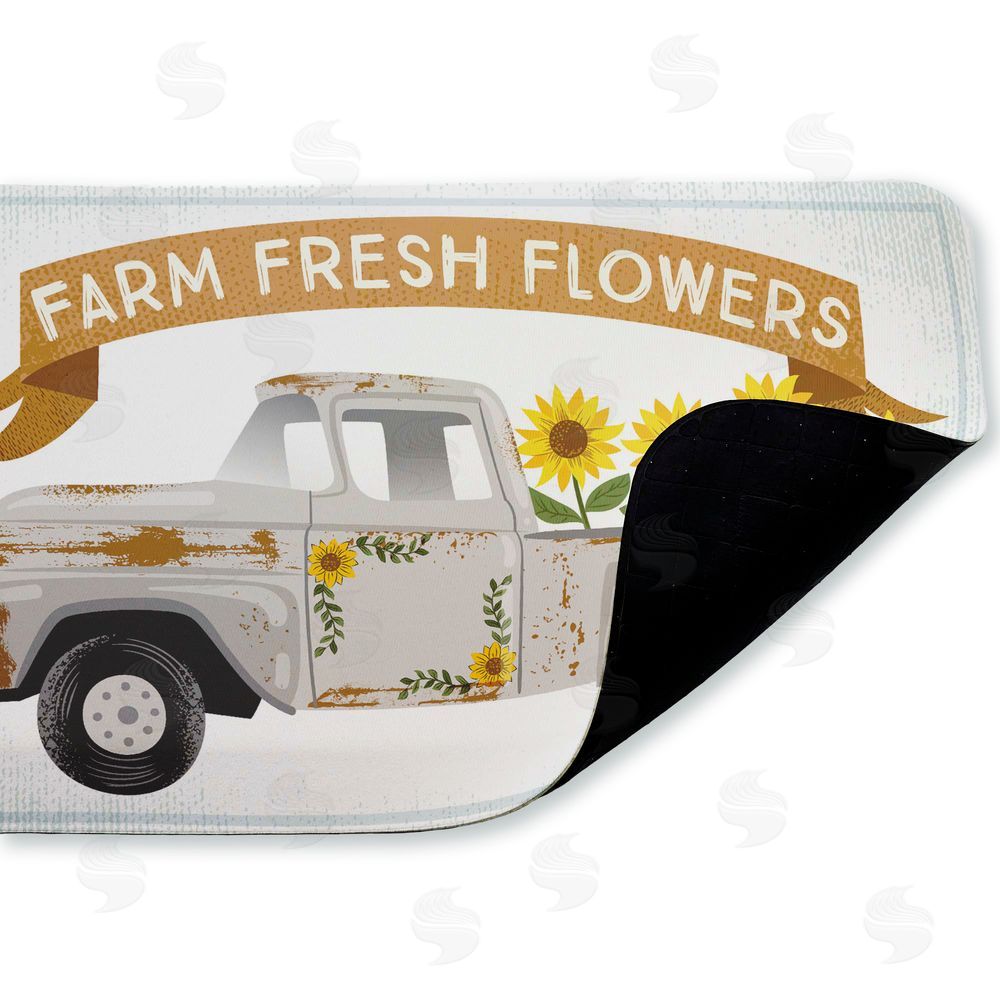 Arrolynn Weiderhold Autumn Farm Flowers Truck Kitchen Floor Mat