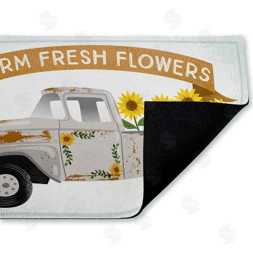 Arrolynn Weiderhold Autumn Farm Flowers Truck Unwoven Outdoor Door Mat