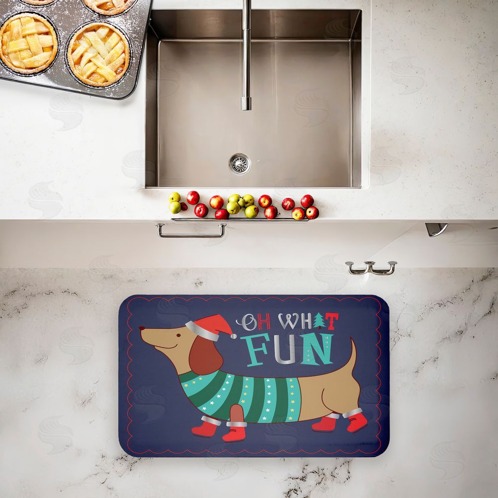 Andrea Jasid Grassi Whimsical Oh What Fun Dog Kitchen Floor Mat