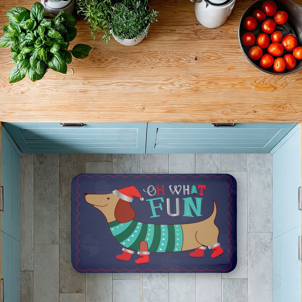 Andrea Jasid Grassi Whimsical Oh What Fun Dog Kitchen Floor Mat