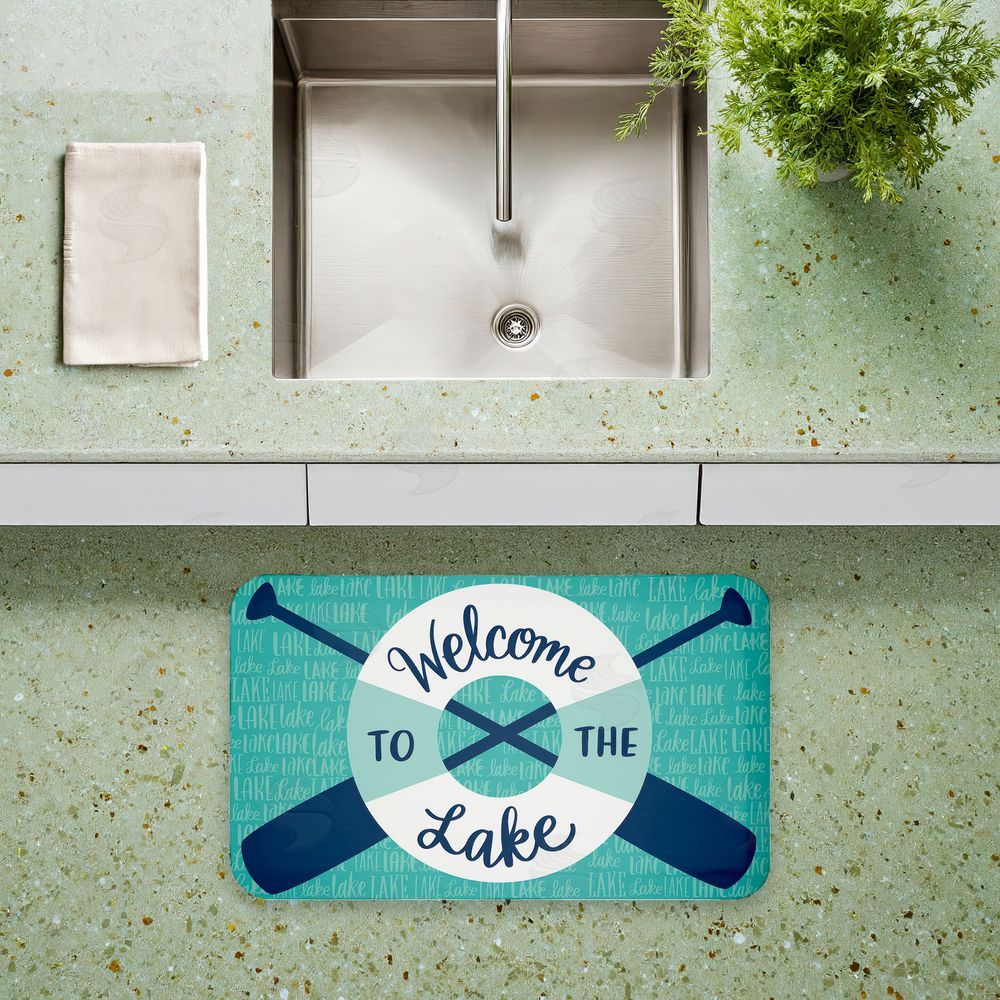 Amanda McGee Welcome Lake Float & Paddles Kitchen Floor Mat