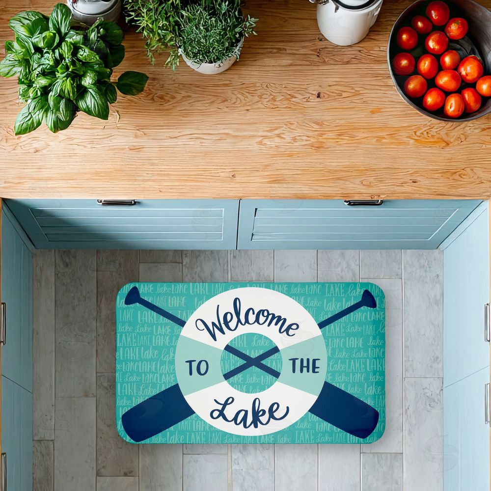 Amanda McGee Welcome Lake Float & Paddles Kitchen Floor Mat