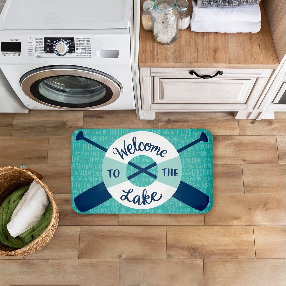 Amanda McGee Welcome Lake Float & Paddles Kitchen Floor Mat