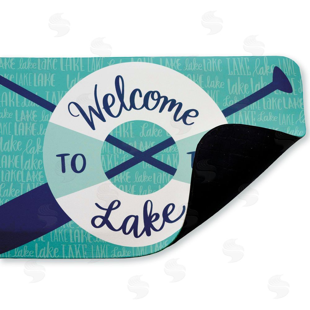 Amanda McGee Welcome Lake Float & Paddles Kitchen Floor Mat