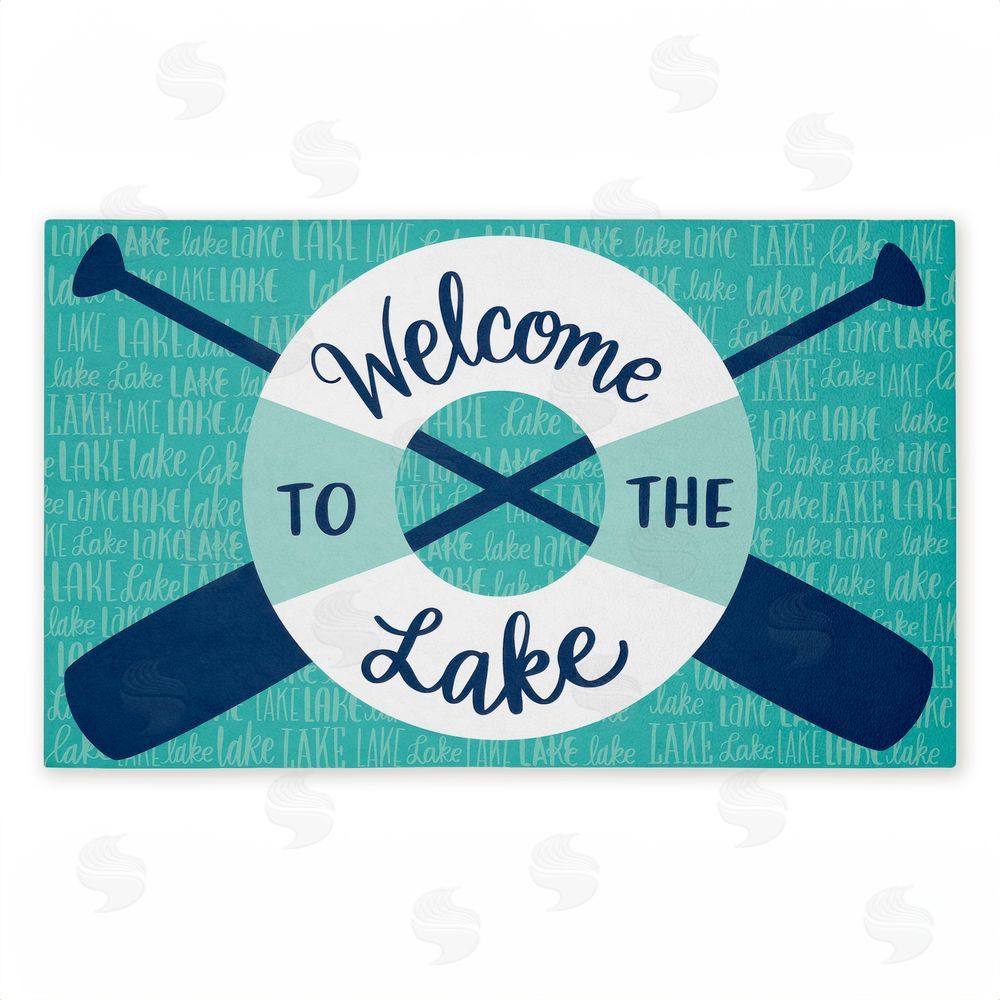 Amanda McGee Welcome Lake Float & Paddles Unwoven Outdoor Door Mat