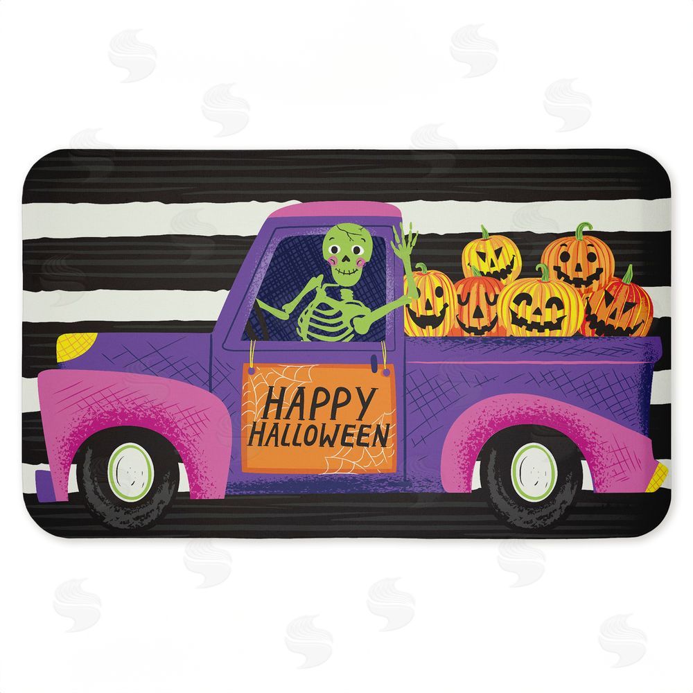 Arrolynn Weiderhold Happy Halloween Skeleton Driver Kitchen Floor Mat