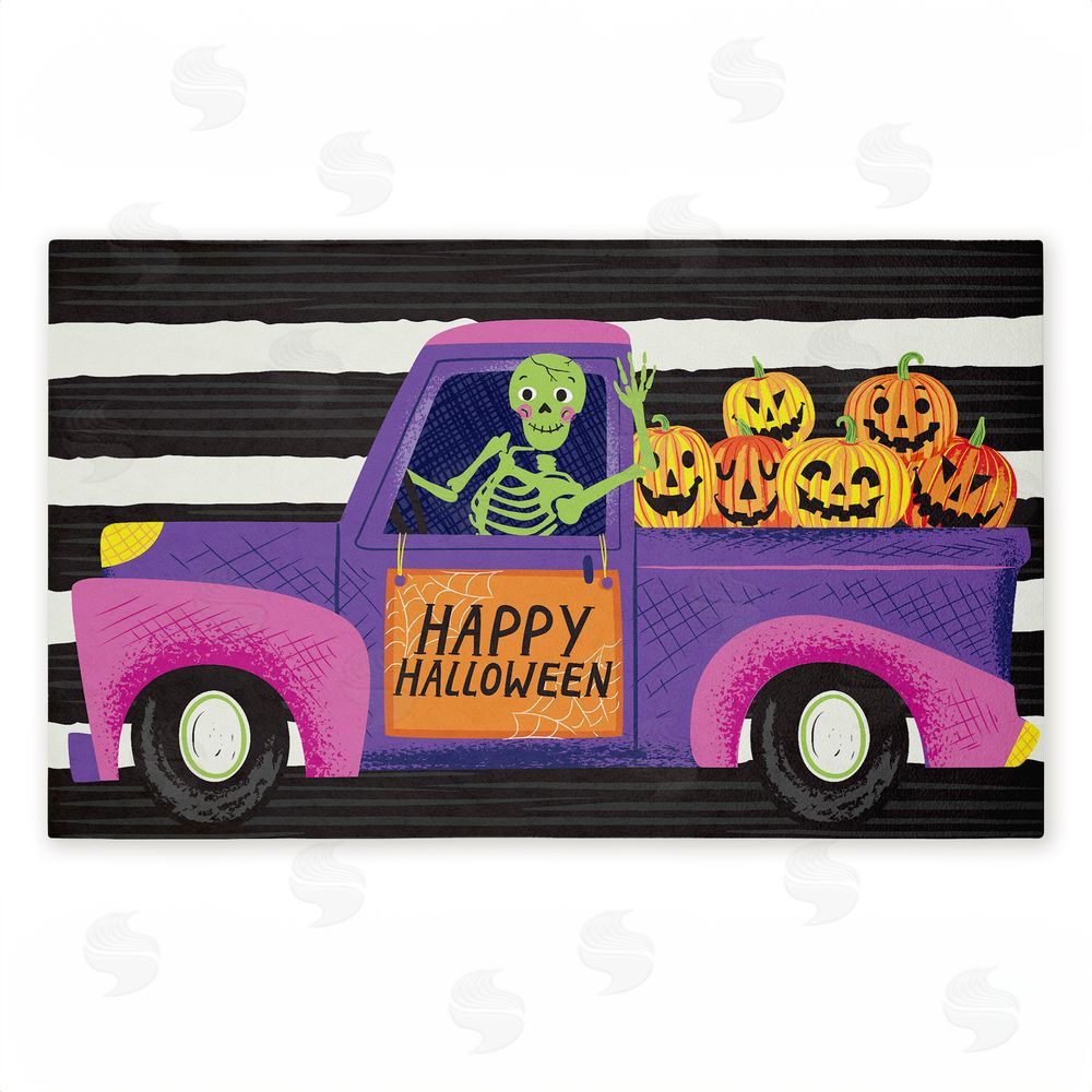 Arrolynn Weiderhold Happy Halloween Skeleton Driver Unwoven Outdoor Door Mat