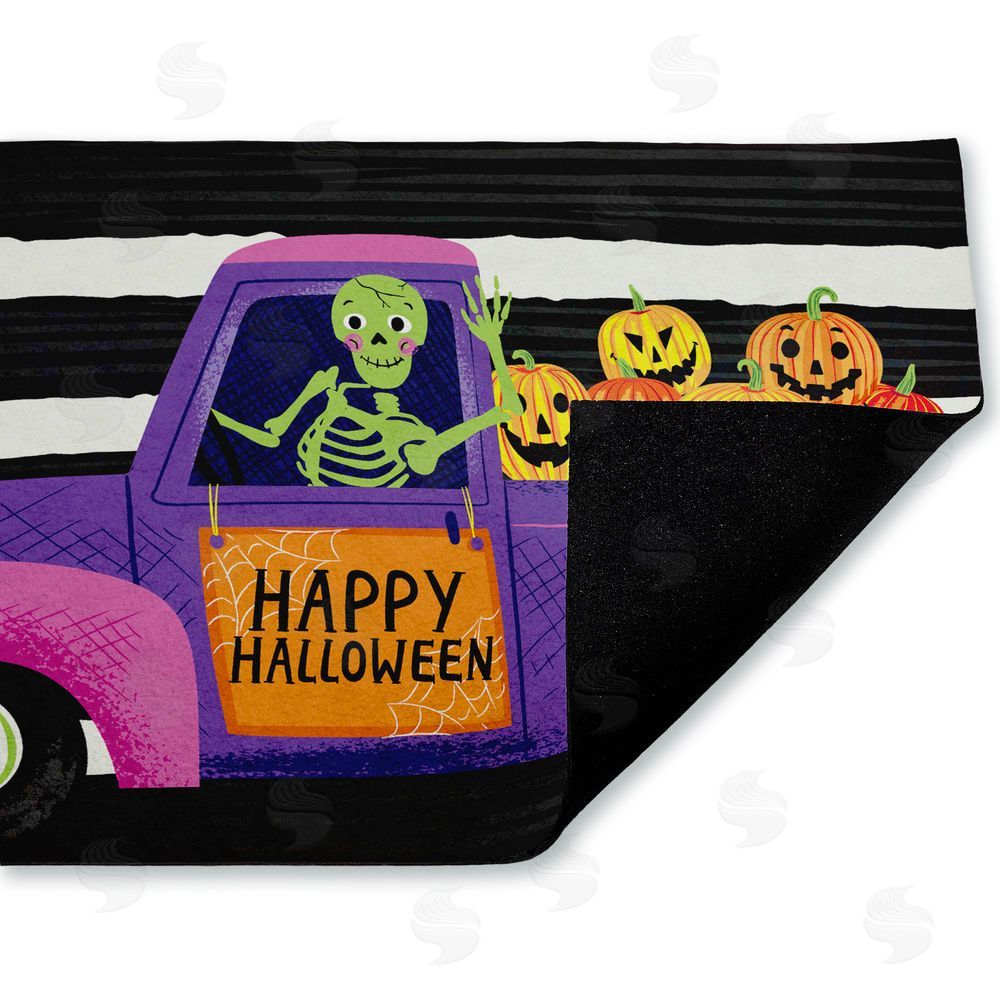 Arrolynn Weiderhold Happy Halloween Skeleton Driver Unwoven Outdoor Door Mat