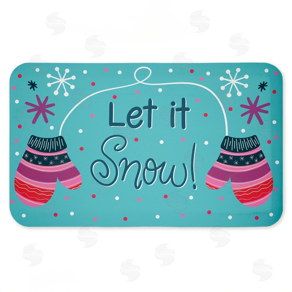 Emily Cromwell Winter Mittens Let It Snow Kitchen Floor Mat