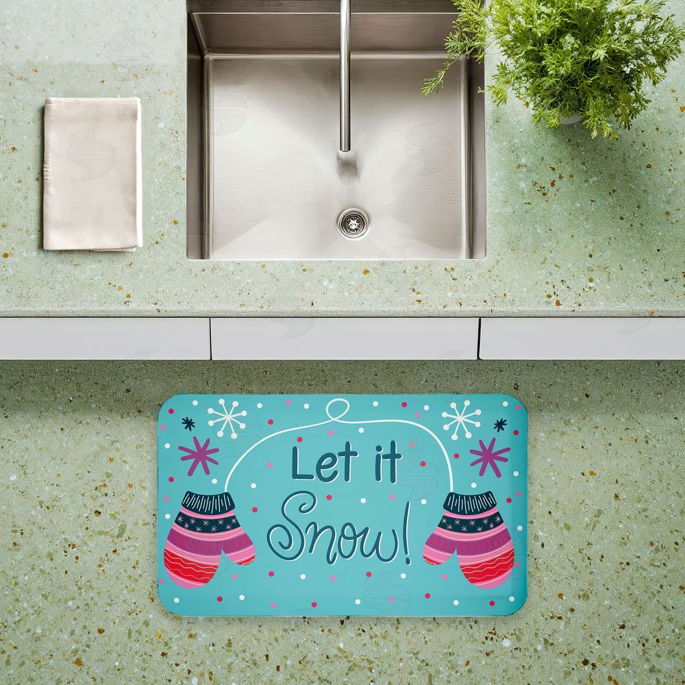 Emily Cromwell Winter Mittens Let It Snow Kitchen Floor Mat