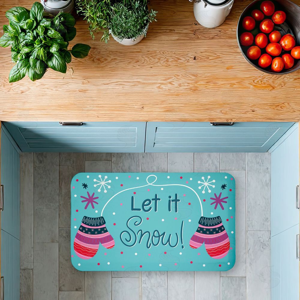 Emily Cromwell Winter Mittens Let It Snow Kitchen Floor Mat