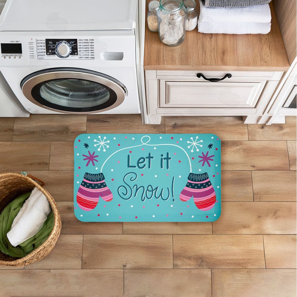 Emily Cromwell Winter Mittens Let It Snow Kitchen Floor Mat