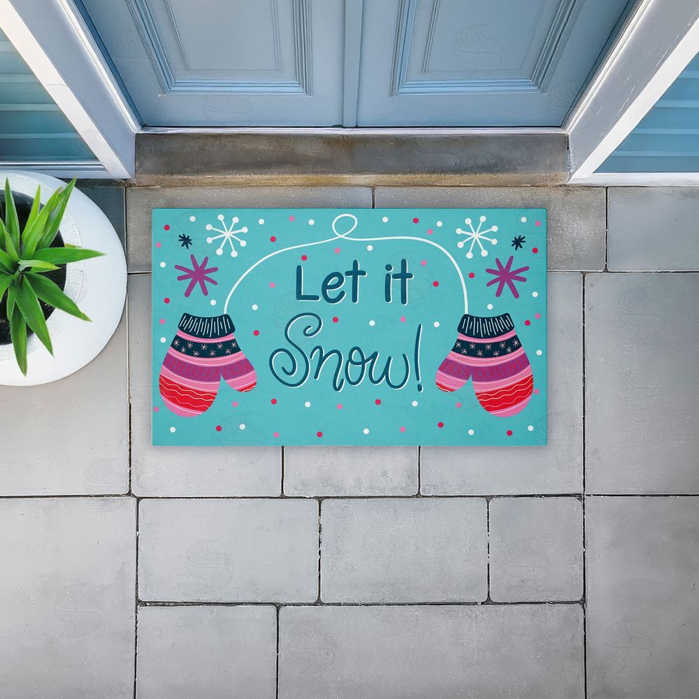 Emily Cromwell Winter Mittens Let It Snow Unwoven Outdoor Door Mat