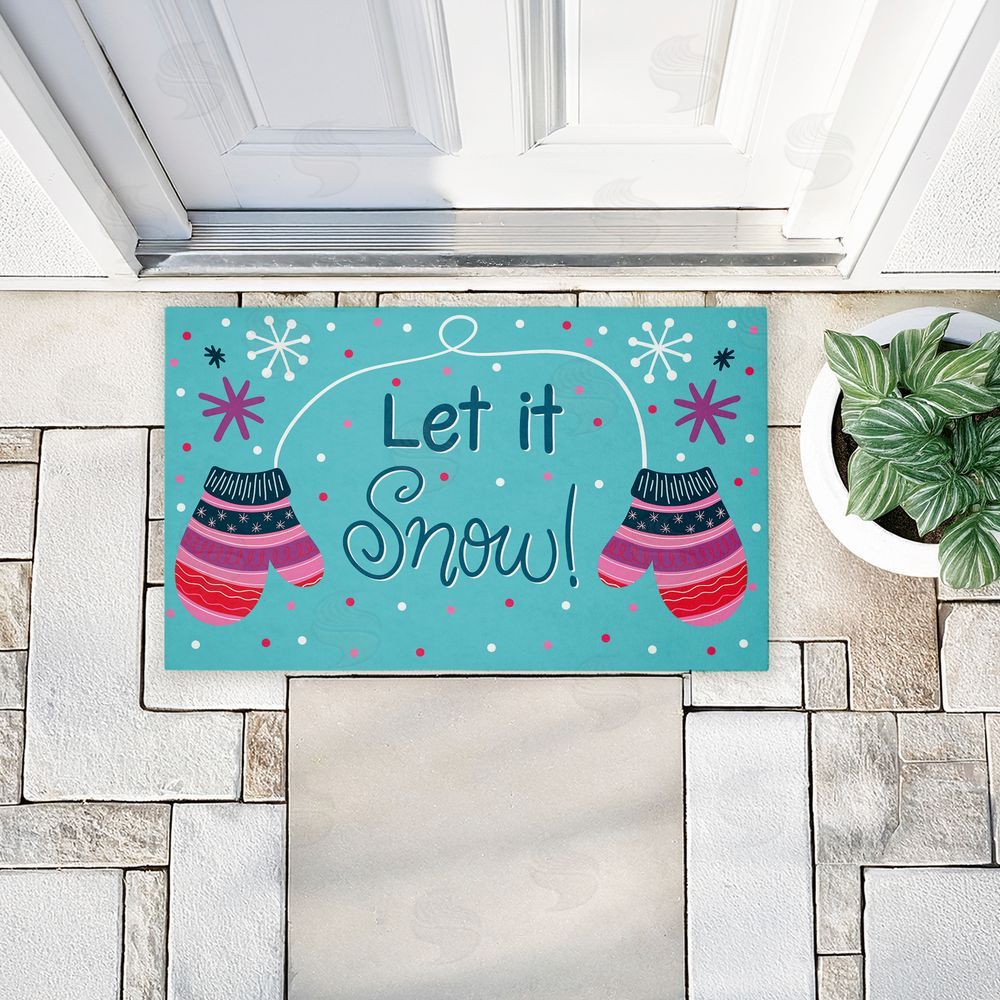 Emily Cromwell Winter Mittens Let It Snow Unwoven Outdoor Door Mat