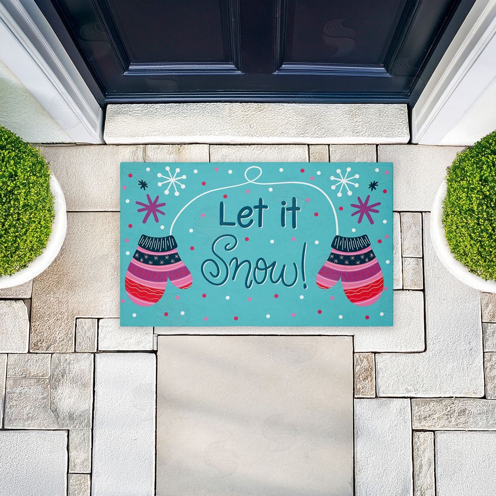 Emily Cromwell Winter Mittens Let It Snow Unwoven Outdoor Door Mat
