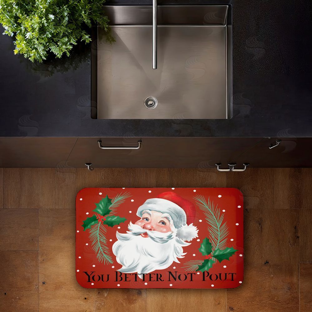 Caverly Smith Better Not Pout Vintage Santa Kitchen Floor Mat