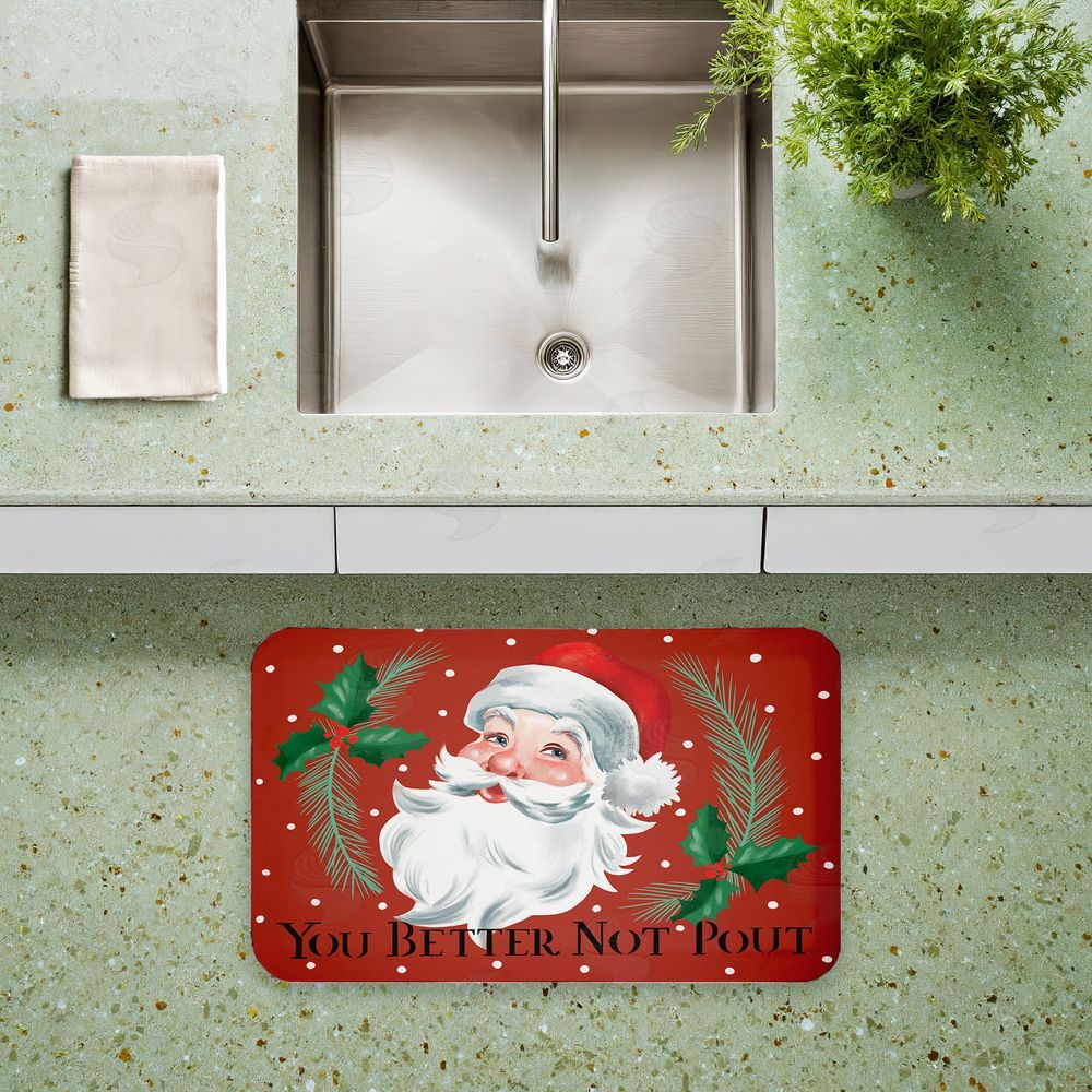 Caverly Smith Better Not Pout Vintage Santa Kitchen Floor Mat