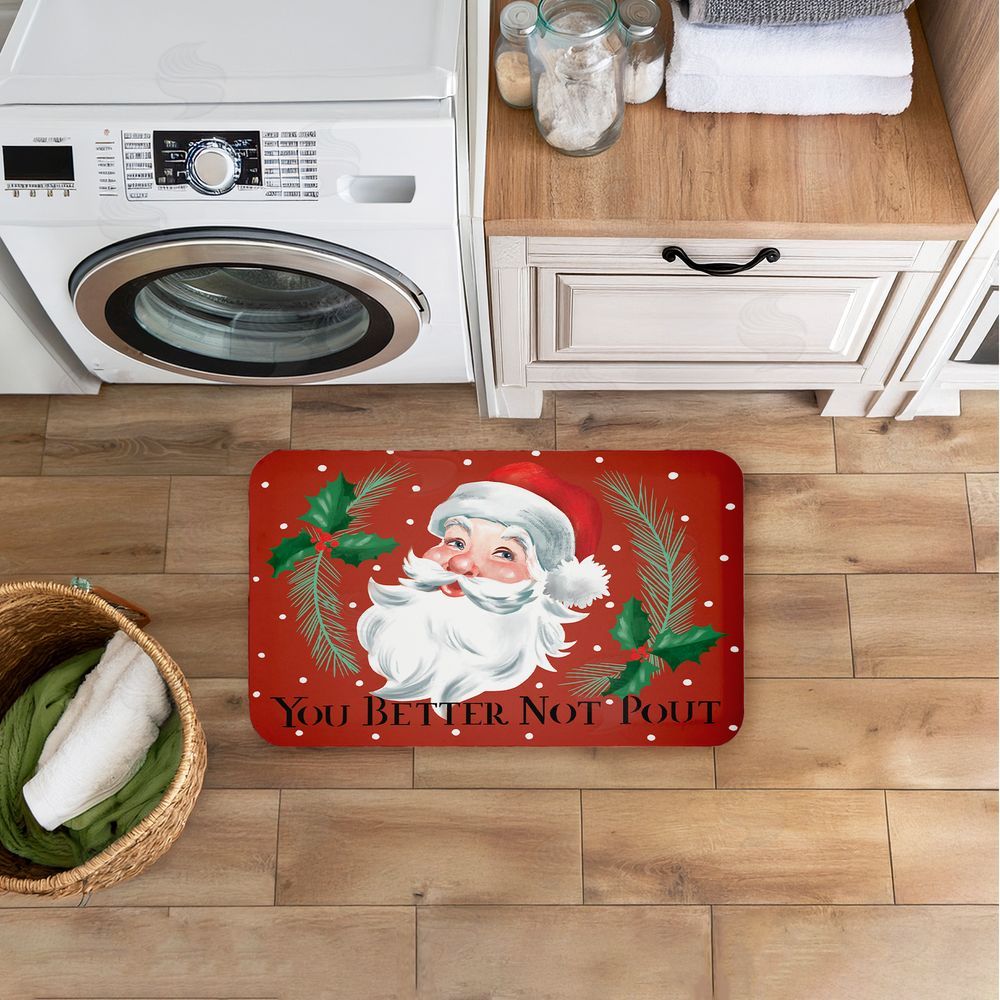 Caverly Smith Better Not Pout Vintage Santa Kitchen Floor Mat