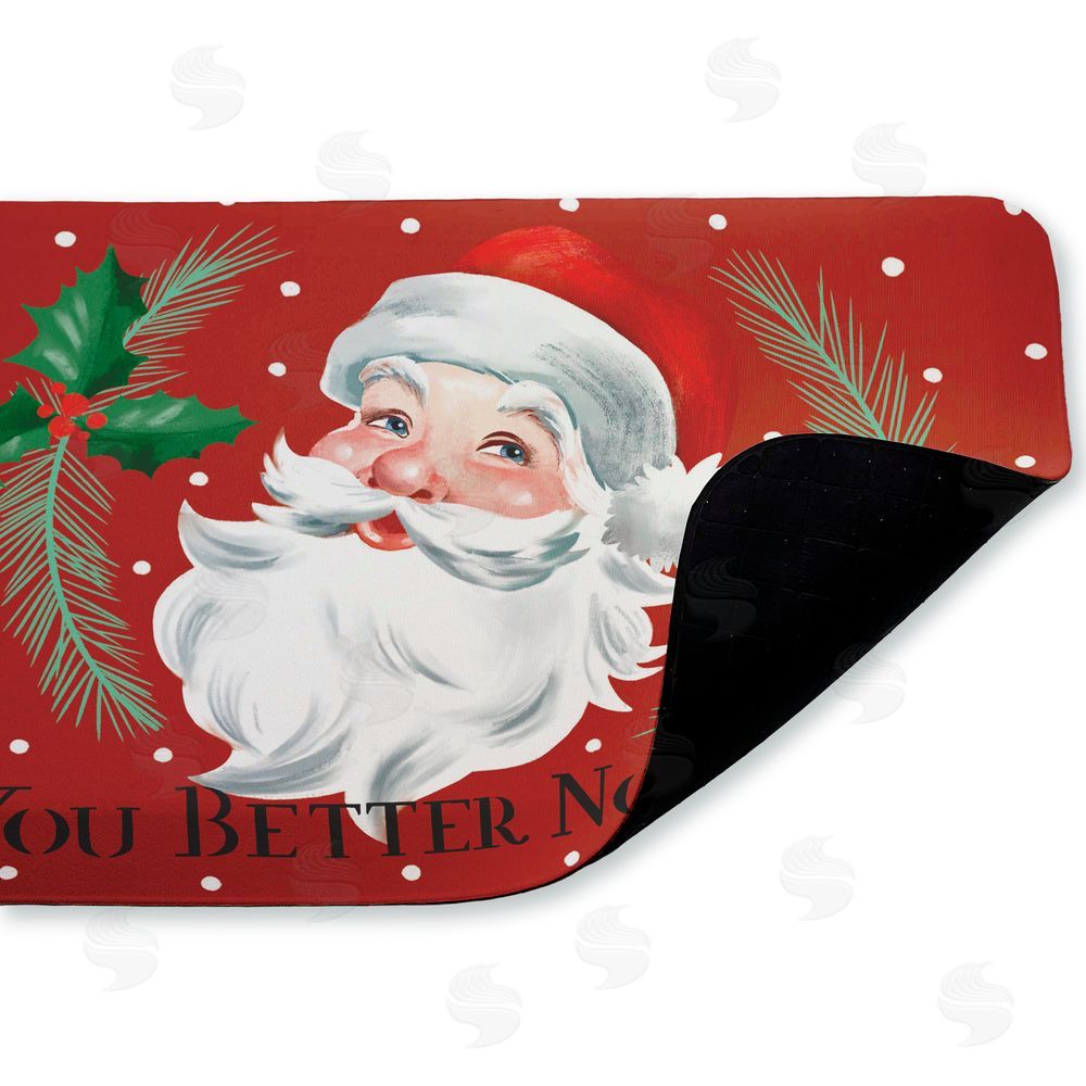 Caverly Smith Better Not Pout Vintage Santa Kitchen Floor Mat