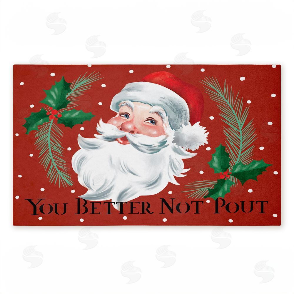 Caverly Smith Better Not Pout Vintage Santa Unwoven Outdoor Door Mat