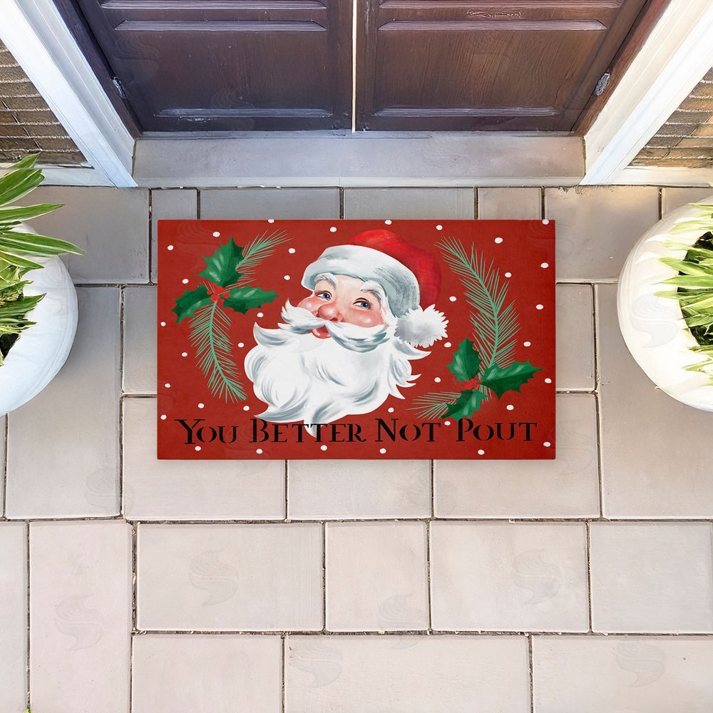 Caverly Smith Better Not Pout Vintage Santa Unwoven Outdoor Door Mat