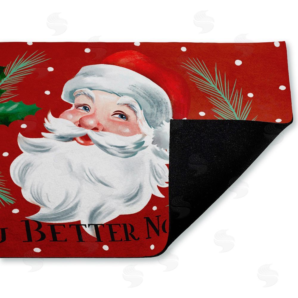 Caverly Smith Better Not Pout Vintage Santa Unwoven Outdoor Door Mat