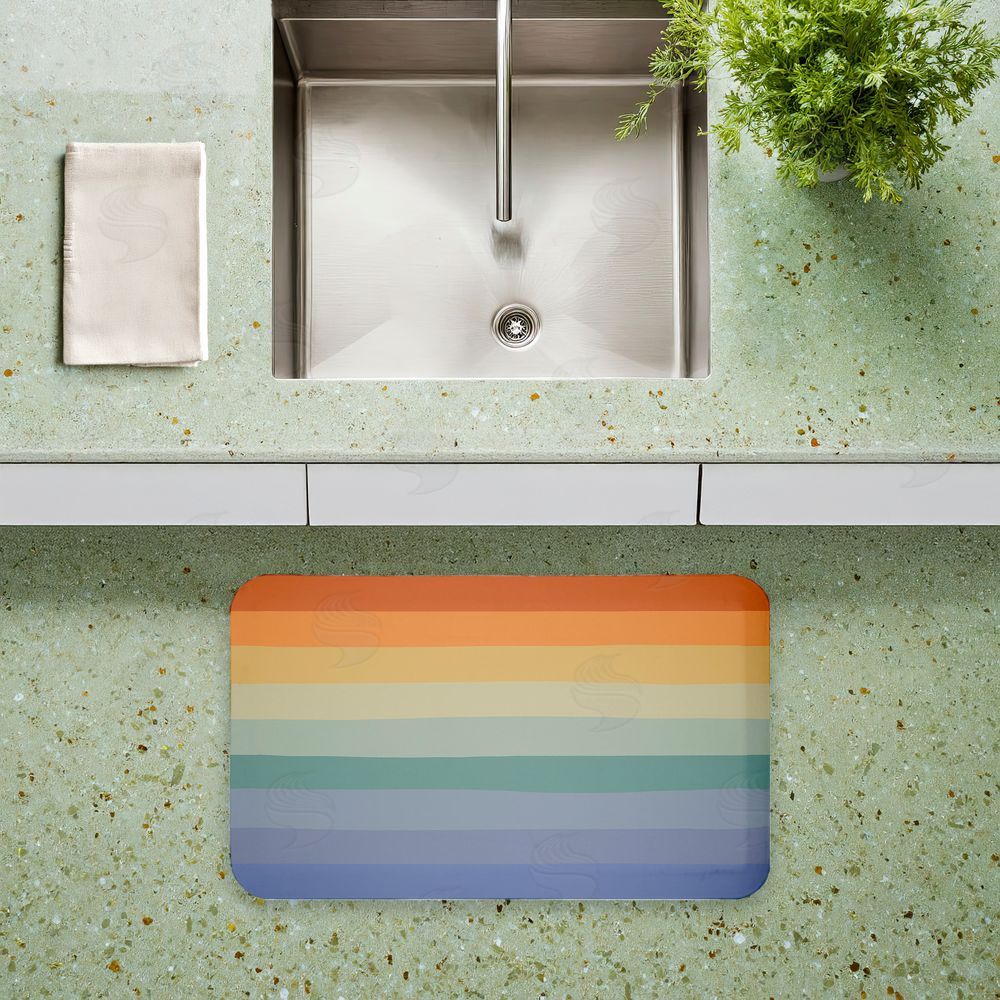 Darlene Seale Rainbow Stripes Gradient Kitchen Floor Mat