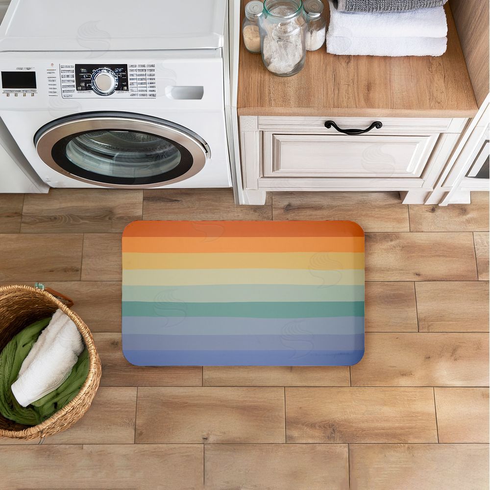 Darlene Seale Rainbow Stripes Gradient Kitchen Floor Mat
