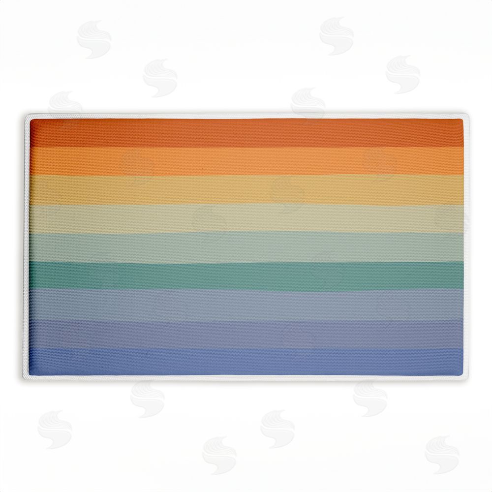Darlene Seale Rainbow Stripes Gradient Plush Bathroom Floor Mat