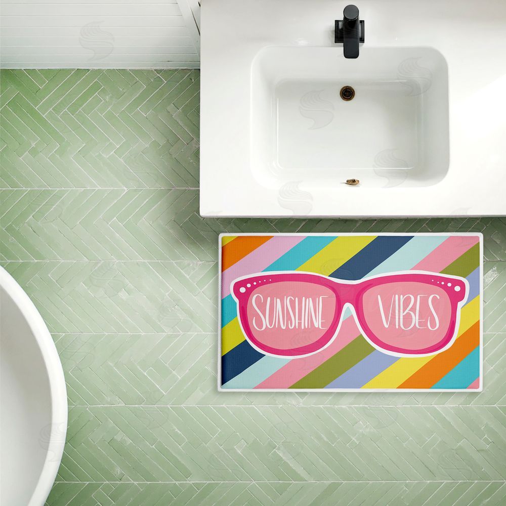 Emily Cromwell Sunshine Vibes Sunglasses Plush Bathroom Floor Mat