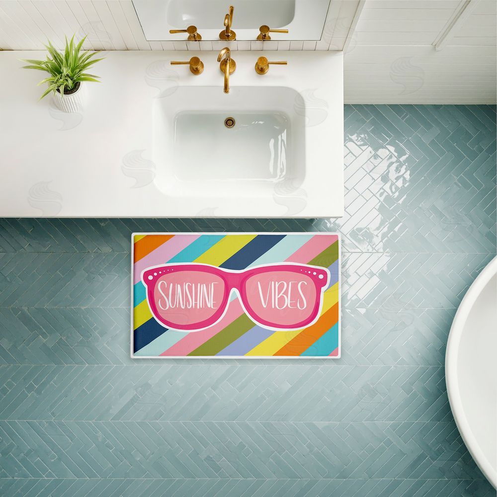 Emily Cromwell Sunshine Vibes Sunglasses Plush Bathroom Floor Mat