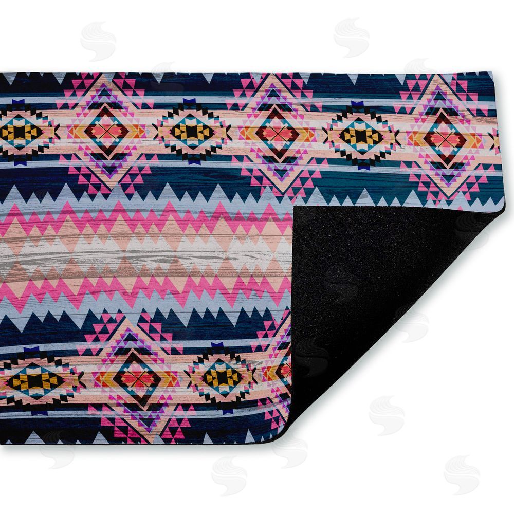 Jennifer Ellory Boho Geometric Pink & Blue Unwoven Outdoor Door Mat