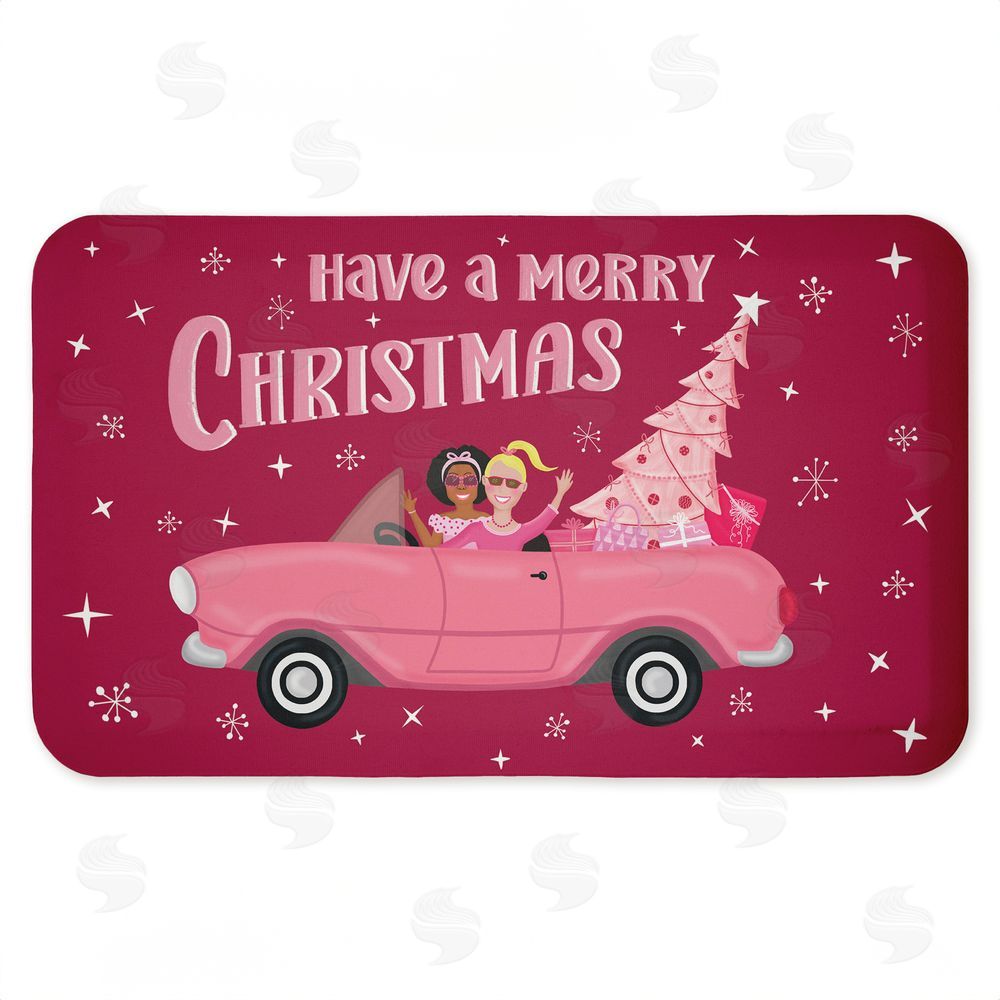Darlene Seale Midcentury Pink Christmas Kitchen Floor Mat
