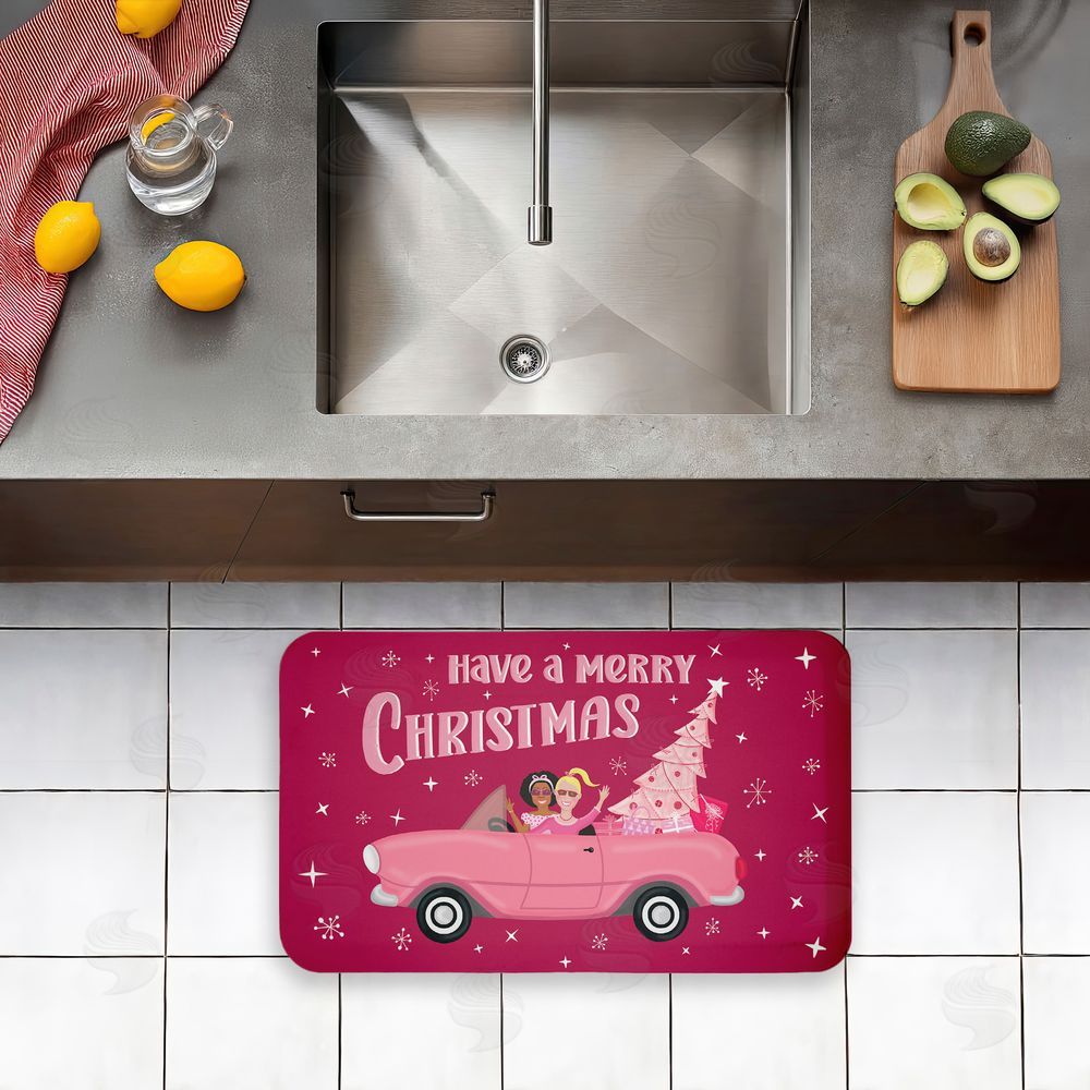 Darlene Seale Midcentury Pink Christmas Kitchen Floor Mat