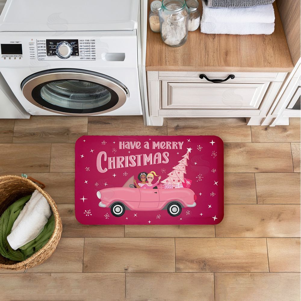 Darlene Seale Midcentury Pink Christmas Kitchen Floor Mat
