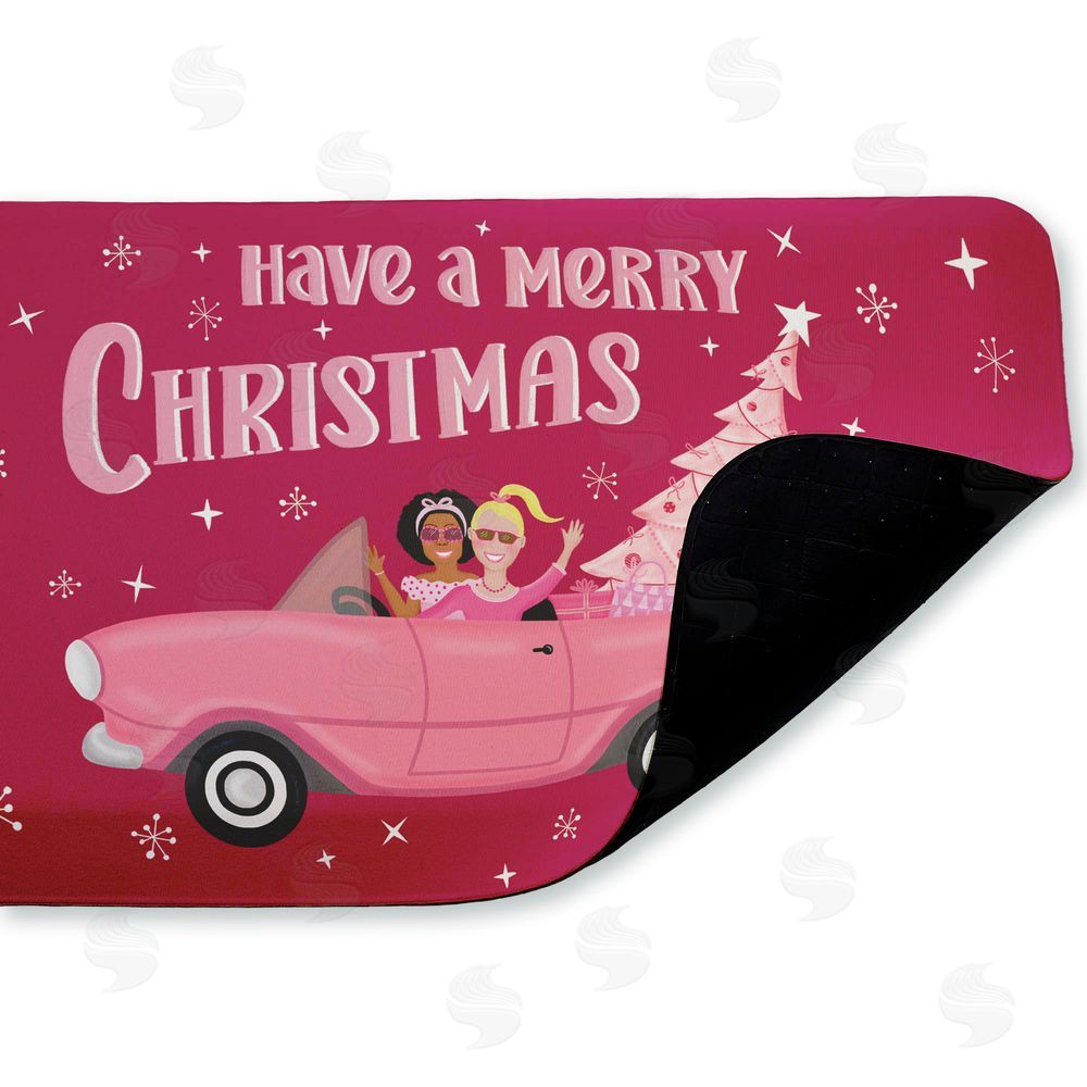 Darlene Seale Midcentury Pink Christmas Kitchen Floor Mat