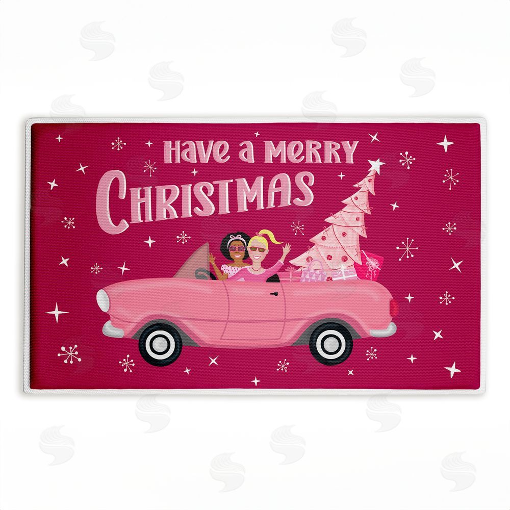 Darlene Seale Midcentury Pink Christmas Plush Bathroom Floor Mat