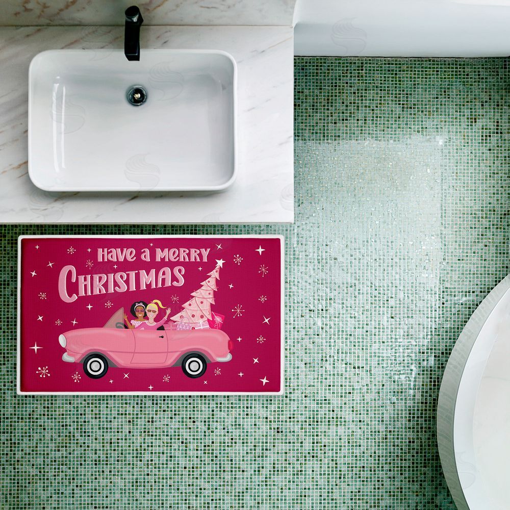 Darlene Seale Midcentury Pink Christmas Plush Bathroom Floor Mat